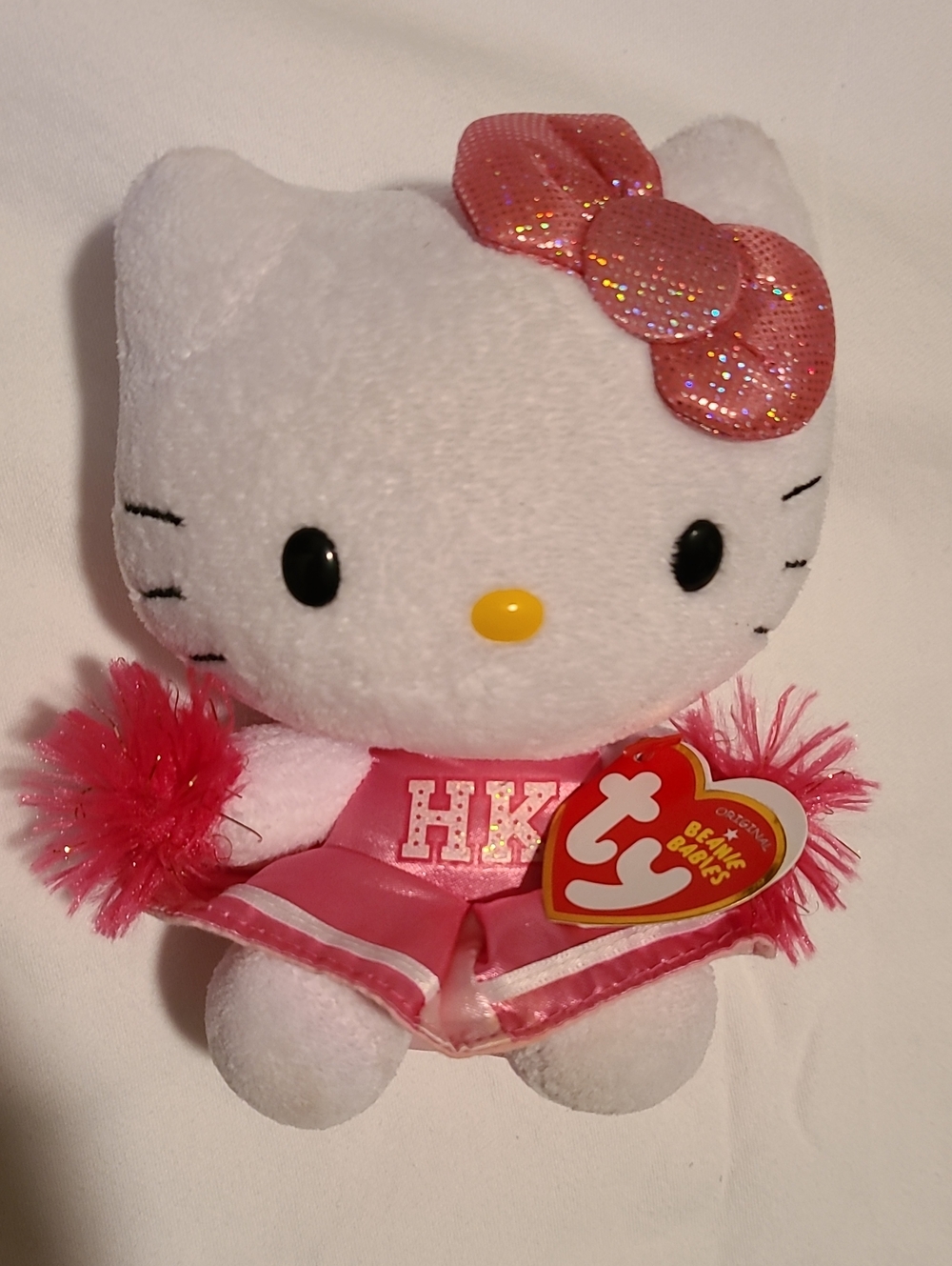 TY Beanie Baby Hello Kitty Cheerleader Plush Toy With Tags Stuffed Animal Poms